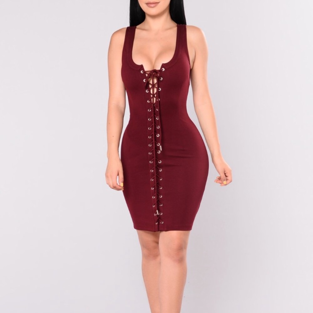 Fashion nova Midi Wine Dress